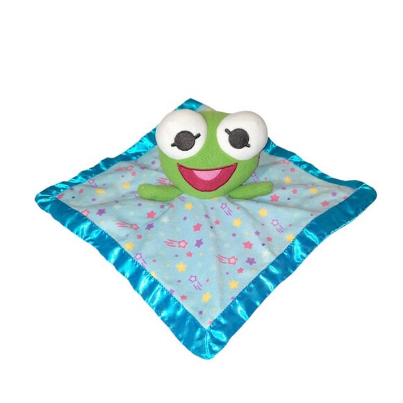 Disney Muppet Babies Kermit The Frog Rattle Lovey Security Blanket 11" X 11" - Picture 2 of 4